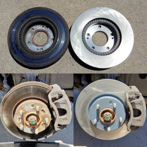 brake rotors before and after they are worn down